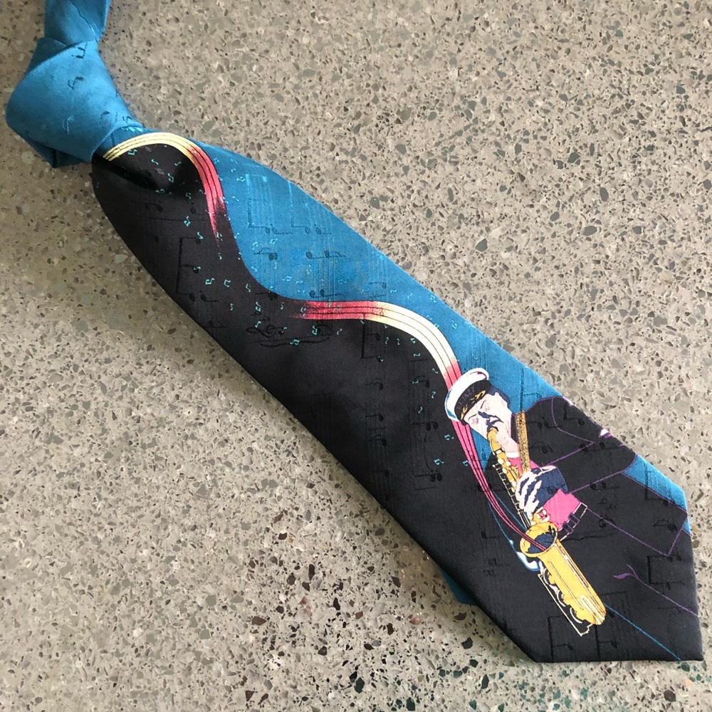 Hot$10🔥 New Orleans Second-Line Brass Band Sax Player Tie, Wembley, Silk